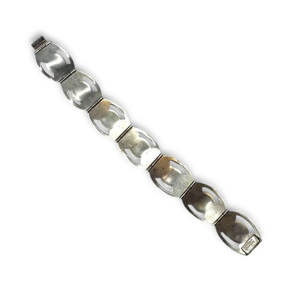 Vintage Mexico Alpaca Silver Gold Sheen Obsidian Panel Bracelet 7.25 - Picture 4 of 12